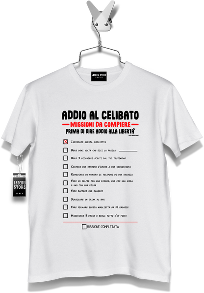 T-Shirt LeecruStore" Addio al celibato, missioni da compiere "